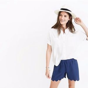 Madewell Blue Scallop Hem Shorts